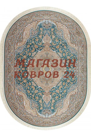 Иранский ковер Mashad 1200 146 Голубой-серый овал