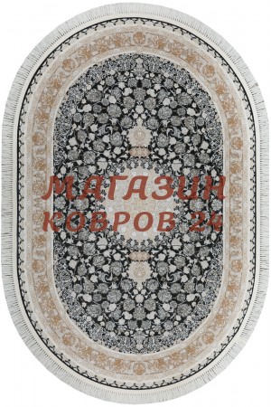 Иранский ковер Shahname 1200 142 Темно-серый овал