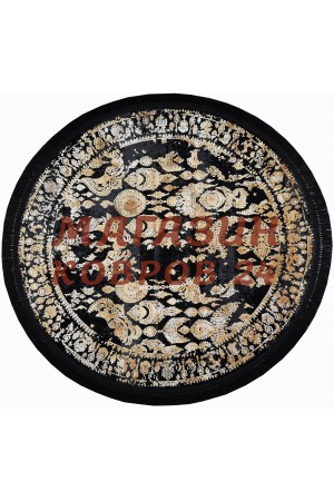 Турецкий ковер Tajmahal 06501 Черный-золотой круг