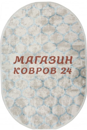 Турецкий ковер Tajmahal 9351 Серый-голубой овал