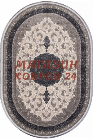 Иранский ковер Kashan 752029 Серый овал