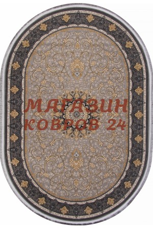 Иранский ковер Kashan 752192 Серый овал